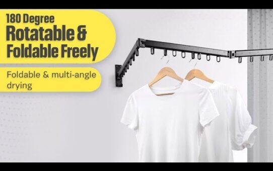 FOLDABLES Wall Mounted Clothes Hanger Rack | Space Saver Clothes Rack Trifold with 24 J-Hooks