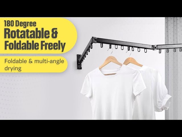 FOLDABLES Wall Mounted Clothes Hanger Rack | Space Saver Clothes Rack Trifold with 24 J-Hooks